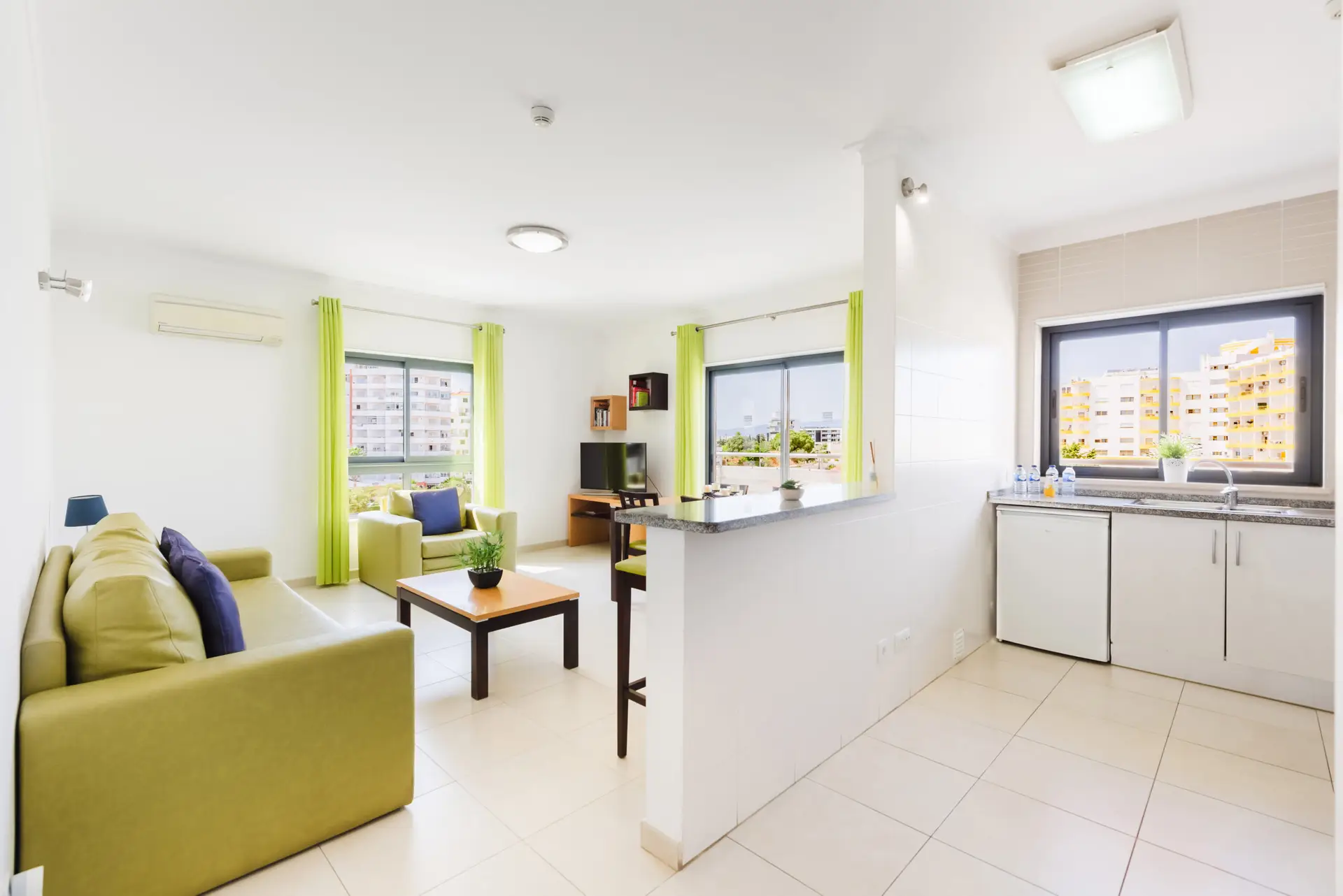 living room and kitchen